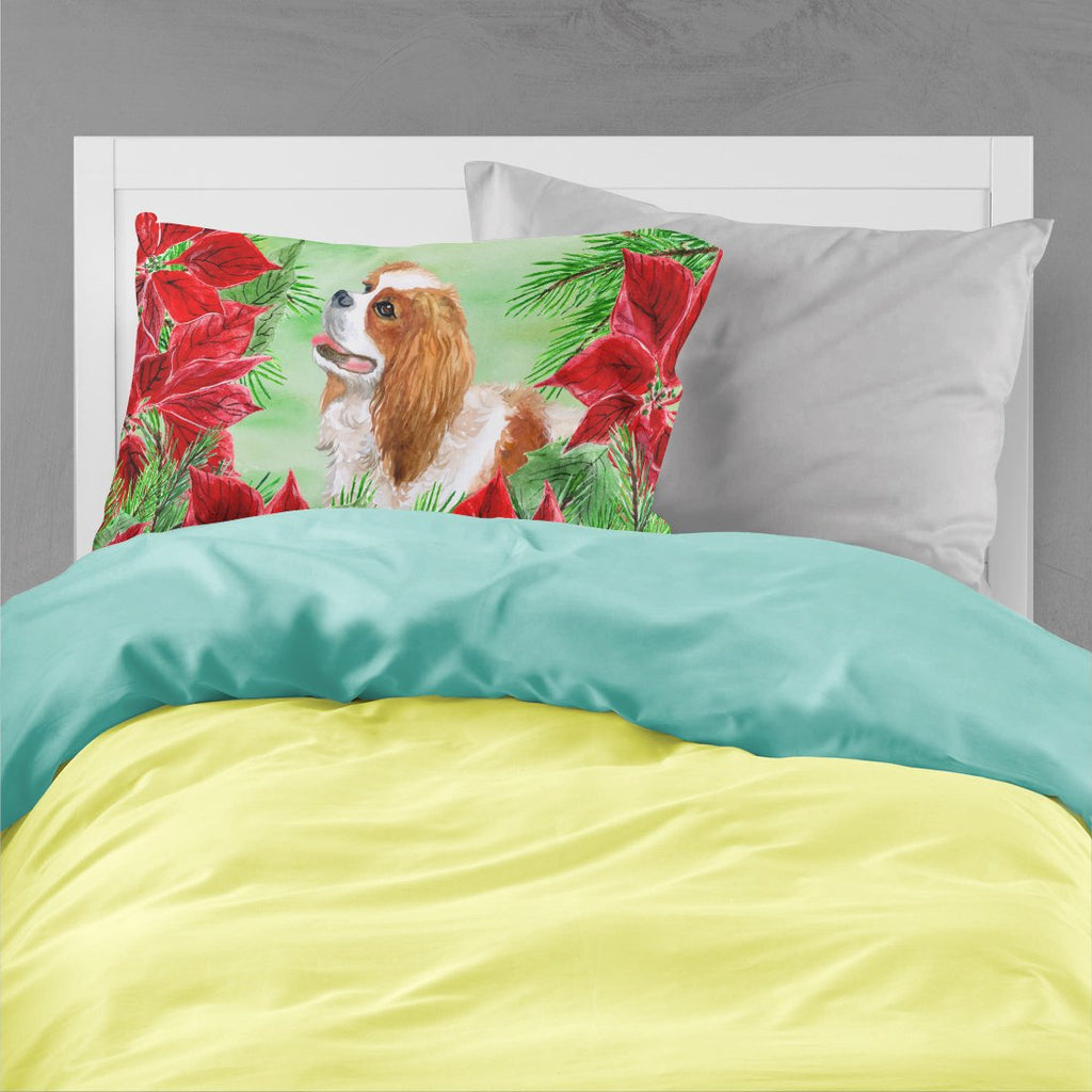 Cavalier Spaniel Poinsettas Standard Pillowcase Lightweight Super Soft Easy Care Decorative Artwork Pillowcase, Standard
