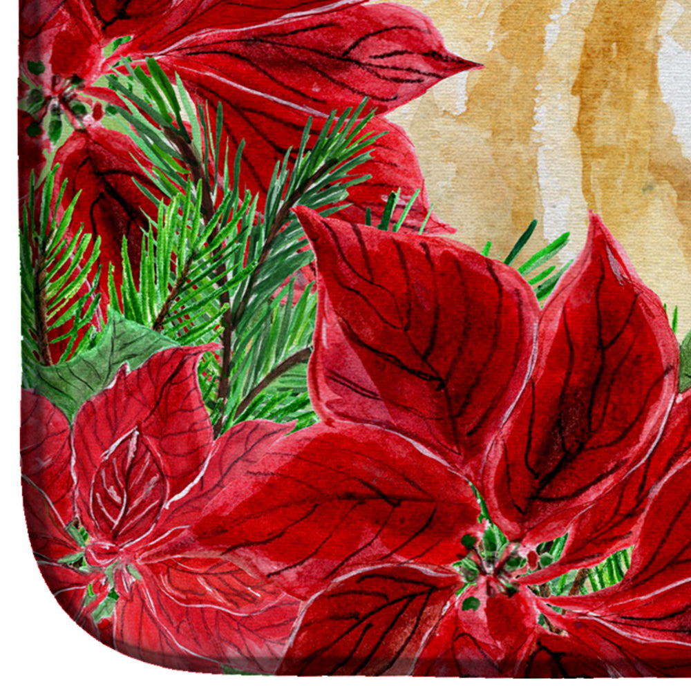Golden Retriever Poinsettas Dish Drying Mat Absorbent Dish Drying Mat Pad for Kitchen Counter Dish Drainer Mat for Countertop, 14 x 21", Multicolor