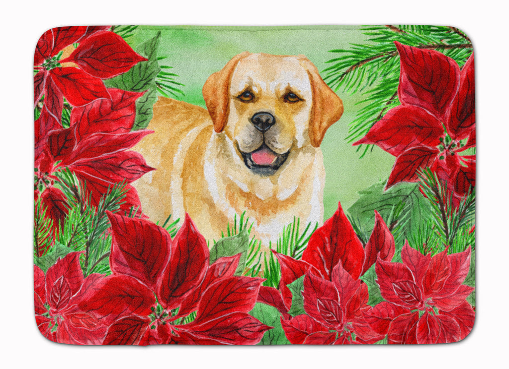 Golden Retriever Poinsettas Memory Foam Kitchen Mat Machine Washable Anti-Fatigue Cushion Comfort Bath or Kitchen Rug