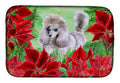 Poodle Poinsettas Dish Drying Mat Absorbent Dish Drying Mat Pad for Kitchen Counter Dish Drainer Mat for Countertop, 14 x 21", Multicolor
