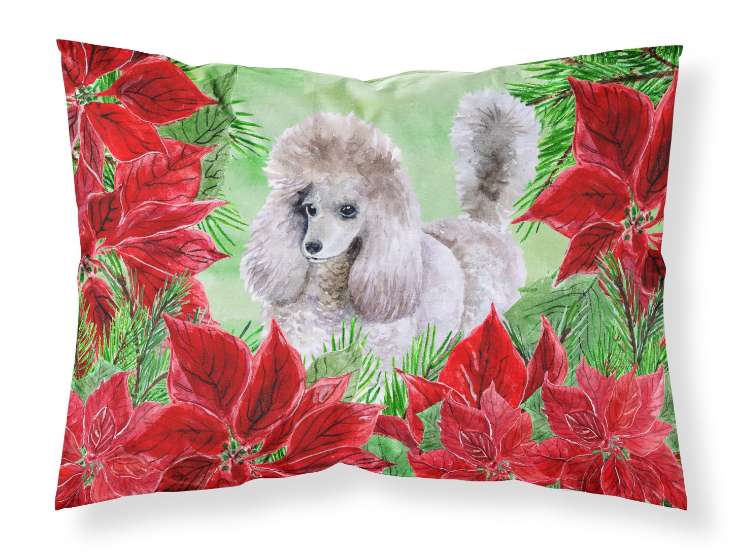 Poodle Poinsettas Standard Pillowcase Lightweight Super Soft Easy Care Decorative Artwork Pillowcase, Standard