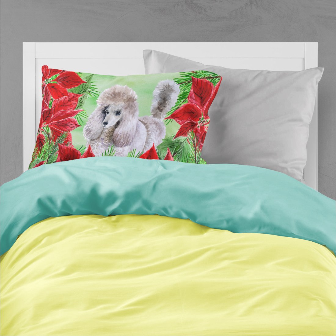 Poodle Poinsettas Standard Pillowcase Lightweight Super Soft Easy Care Decorative Artwork Pillowcase, Standard