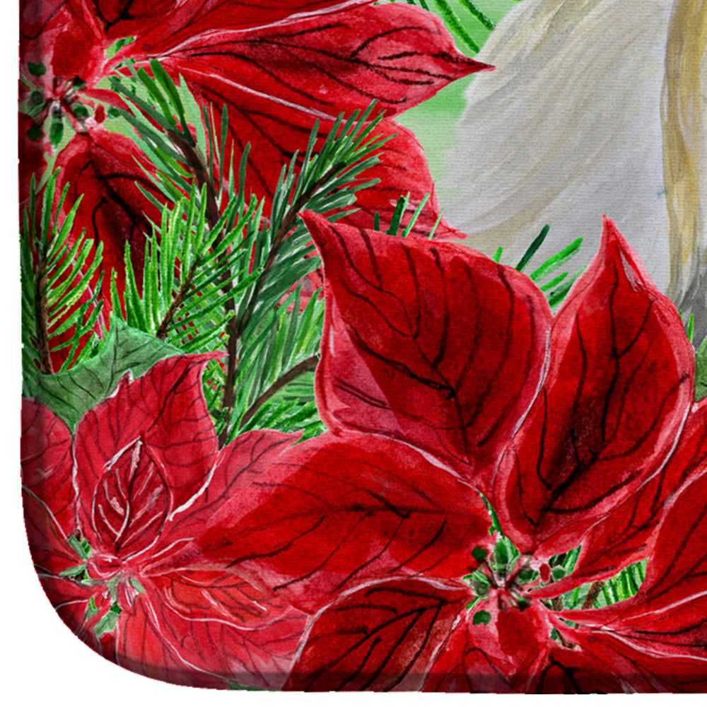 Shih Tzu Poinsettas Dish Drying Mat Absorbent Dish Drying Mat Pad for Kitchen Counter Dish Drainer Mat for Countertop, 14 x 21", Multicolor