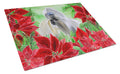 Shih Tzu Poinsettas Cutting Board Tempered Glass Kitchen Cutting Surface, Heat Resistant Chopping, Non-Slip Feet, Food Prep & Serving