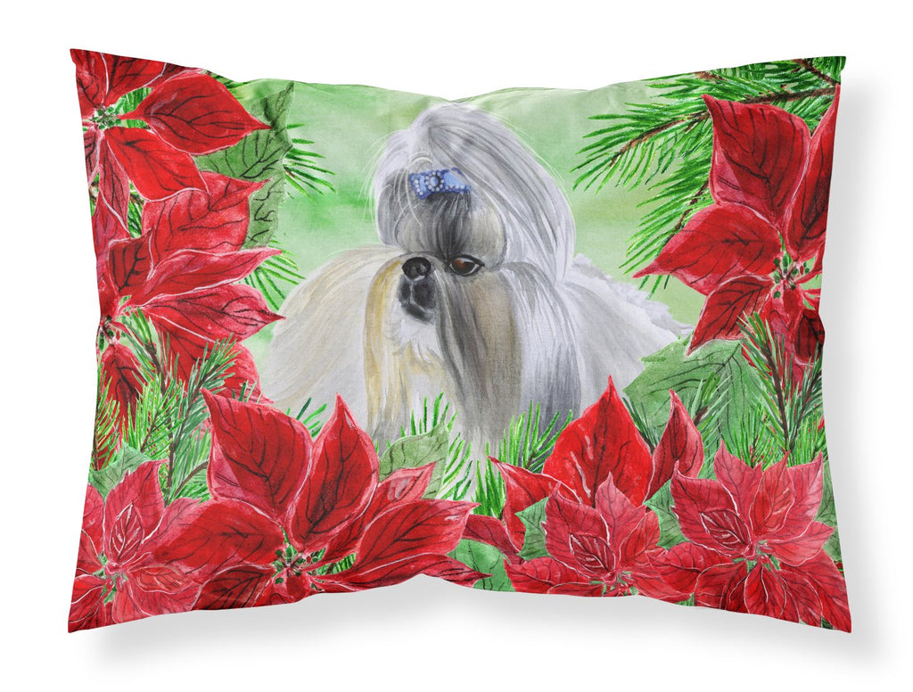 Shih Tzu Poinsettas Standard Pillowcase Lightweight Super Soft Easy Care Decorative Artwork Pillowcase, Standard