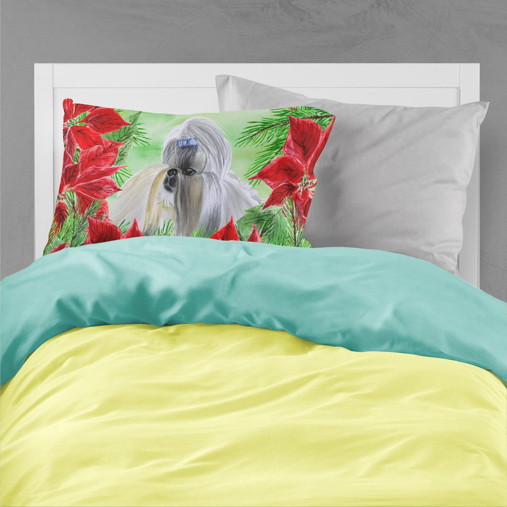 Shih Tzu Poinsettas Standard Pillowcase Lightweight Super Soft Easy Care Decorative Artwork Pillowcase, Standard