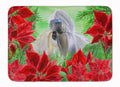 Shih Tzu Poinsettas Memory Foam Kitchen Mat Machine Washable Anti-Fatigue Cushion Comfort Bath or Kitchen Rug