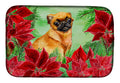 Small Brabant Griffon Poinsettas Dish Drying Mat Absorbent Dish Drying Mat Pad for Kitchen Counter Dish Drainer Mat for Countertop, 14 x 21", Multicolor