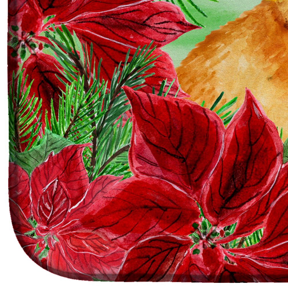 Small Brabant Griffon Poinsettas Dish Drying Mat Absorbent Dish Drying Mat Pad for Kitchen Counter Dish Drainer Mat for Countertop, 14 x 21", Multicolor