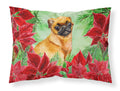 Small Brabant Griffon Poinsettas Standard Pillowcase Lightweight Super Soft Easy Care Decorative Artwork Pillowcase, Standard