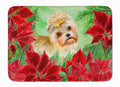 Morkie Poinsettas Memory Foam Kitchen Mat Machine Washable Anti-Fatigue Cushion Comfort Bath or Kitchen Rug