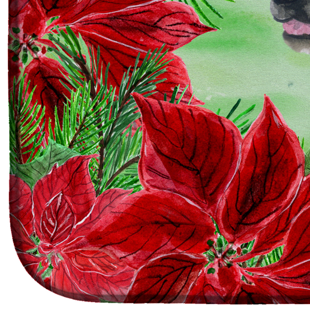American Akita Poinsettas Dish Drying Mat Absorbent Dish Drying Mat Pad for Kitchen Counter Dish Drainer Mat for Countertop, 14 x 21", Multicolor