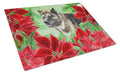American Akita Poinsettas Cutting Board Tempered Glass Kitchen Cutting Surface, Heat Resistant Chopping, Non-Slip Feet, Food Prep & Serving