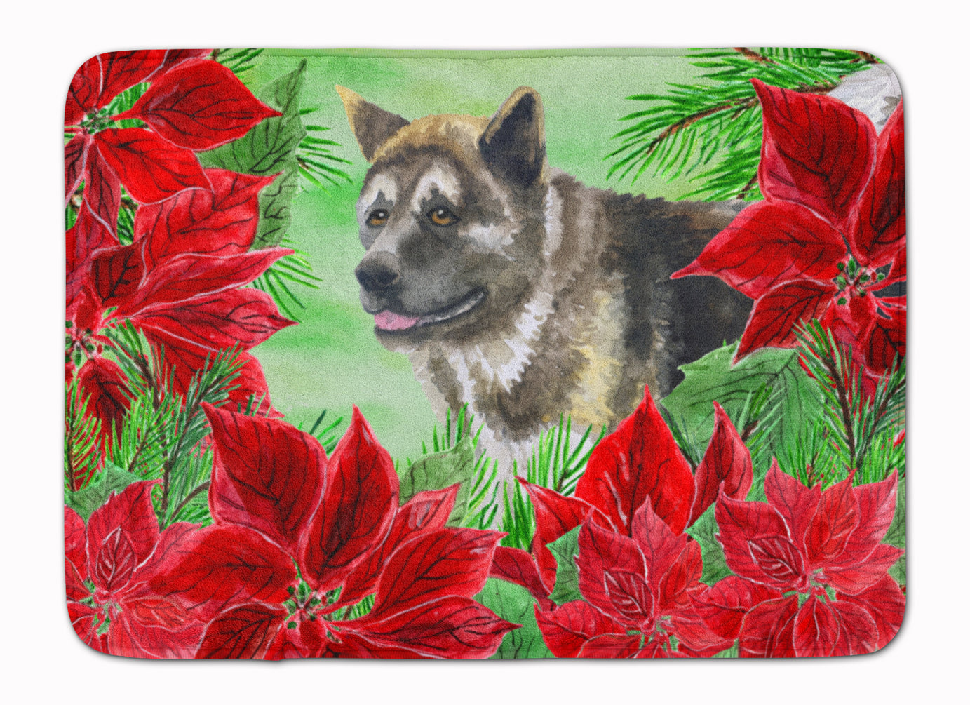 American Akita Poinsettas Memory Foam Kitchen Mat Machine Washable Anti-Fatigue Cushion Comfort Bath or Kitchen Rug