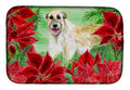 Irish Wolfhound Poinsettas Dish Drying Mat Absorbent Dish Drying Mat Pad for Kitchen Counter Dish Drainer Mat for Countertop, 14 x 21", Multicolor