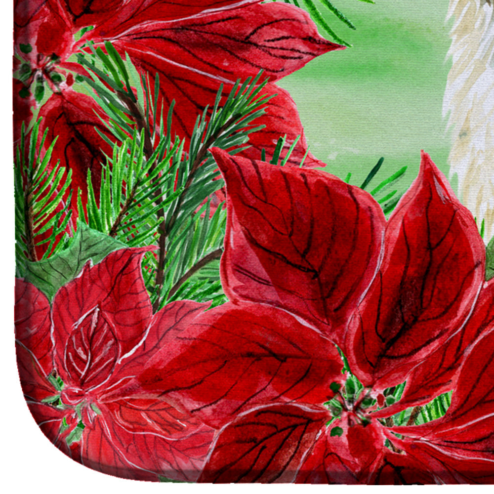 Irish Wolfhound Poinsettas Dish Drying Mat Absorbent Dish Drying Mat Pad for Kitchen Counter Dish Drainer Mat for Countertop, 14 x 21", Multicolor