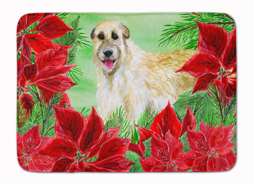 Irish Wolfhound Poinsettas Memory Foam Kitchen Mat Machine Washable Anti-Fatigue Cushion Comfort Bath or Kitchen Rug