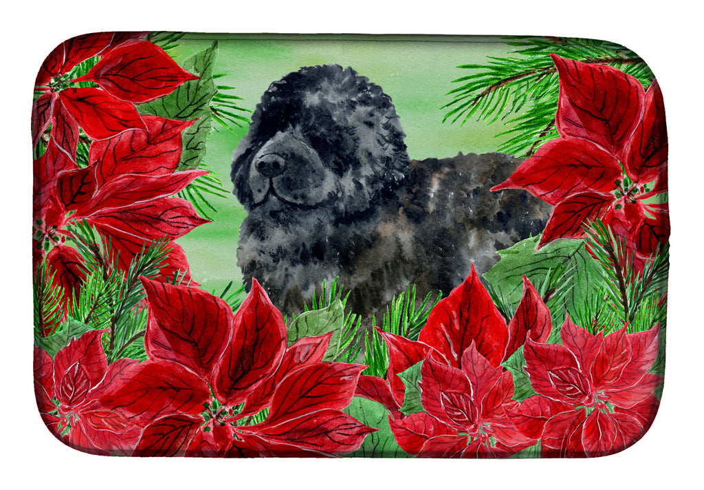 Newfoundland Poinsettas Dish Drying Mat Absorbent Dish Drying Mat Pad for Kitchen Counter Dish Drainer Mat for Countertop, 14 x 21", Multicolor