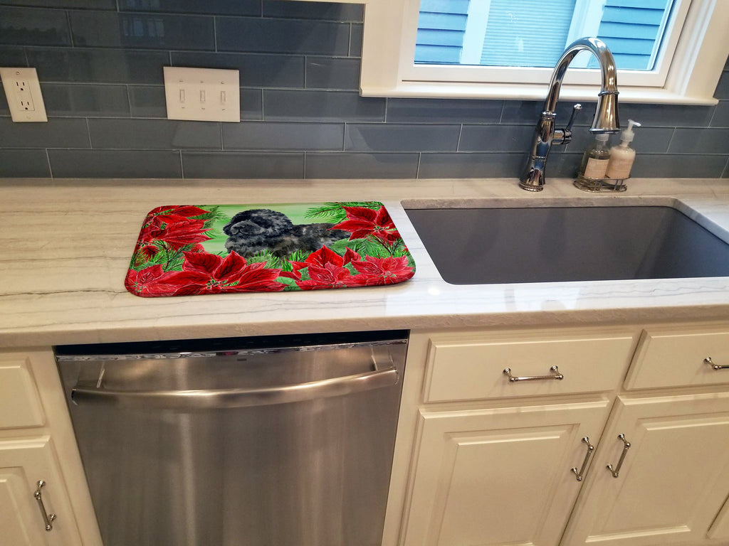 Newfoundland Poinsettas Dish Drying Mat Absorbent Dish Drying Mat Pad for Kitchen Counter Dish Drainer Mat for Countertop, 14 x 21", Multicolor