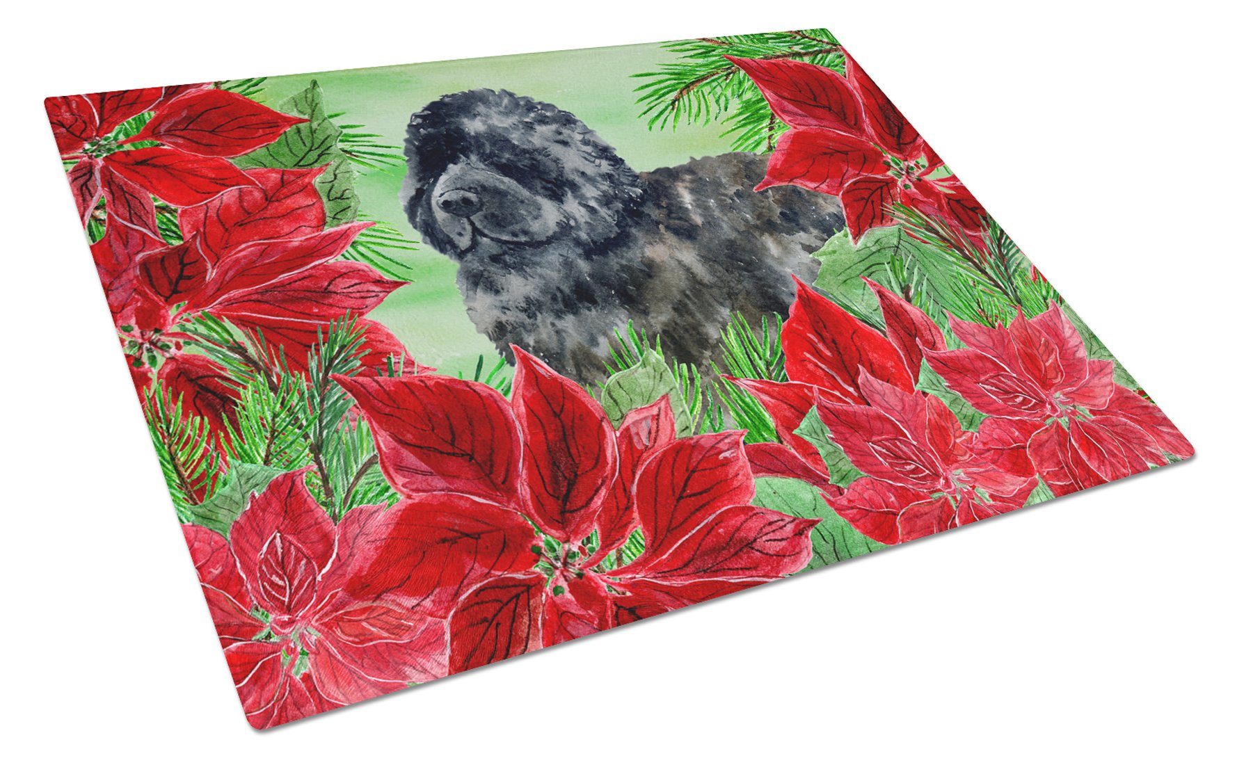 Newfoundland Poinsettas Cutting Board Tempered Glass Kitchen Cutting Surface, Heat Resistant Chopping, Non-Slip Feet, Food Prep & Serving