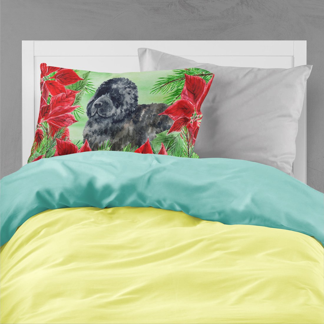 Newfoundland Poinsettas Standard Pillowcase Lightweight Super Soft Easy Care Decorative Artwork Pillowcase, Standard
