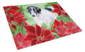 Borzoi Poinsettas Cutting Board Tempered Glass Kitchen Cutting Surface, Heat Resistant Chopping, Non-Slip Feet, Food Prep & Serving