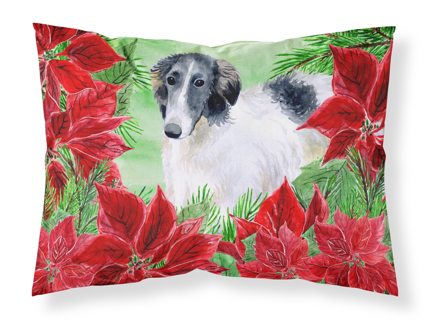 Borzoi Poinsettas Standard Pillowcase Lightweight Super Soft Easy Care Decorative Artwork Pillowcase, Standard