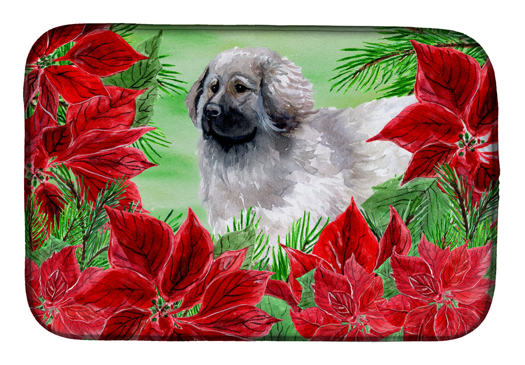 Moscow Watchdog Poinsettas Dish Drying Mat Absorbent Dish Drying Mat Pad for Kitchen Counter Dish Drainer Mat for Countertop, 14 x 21", Multicolor