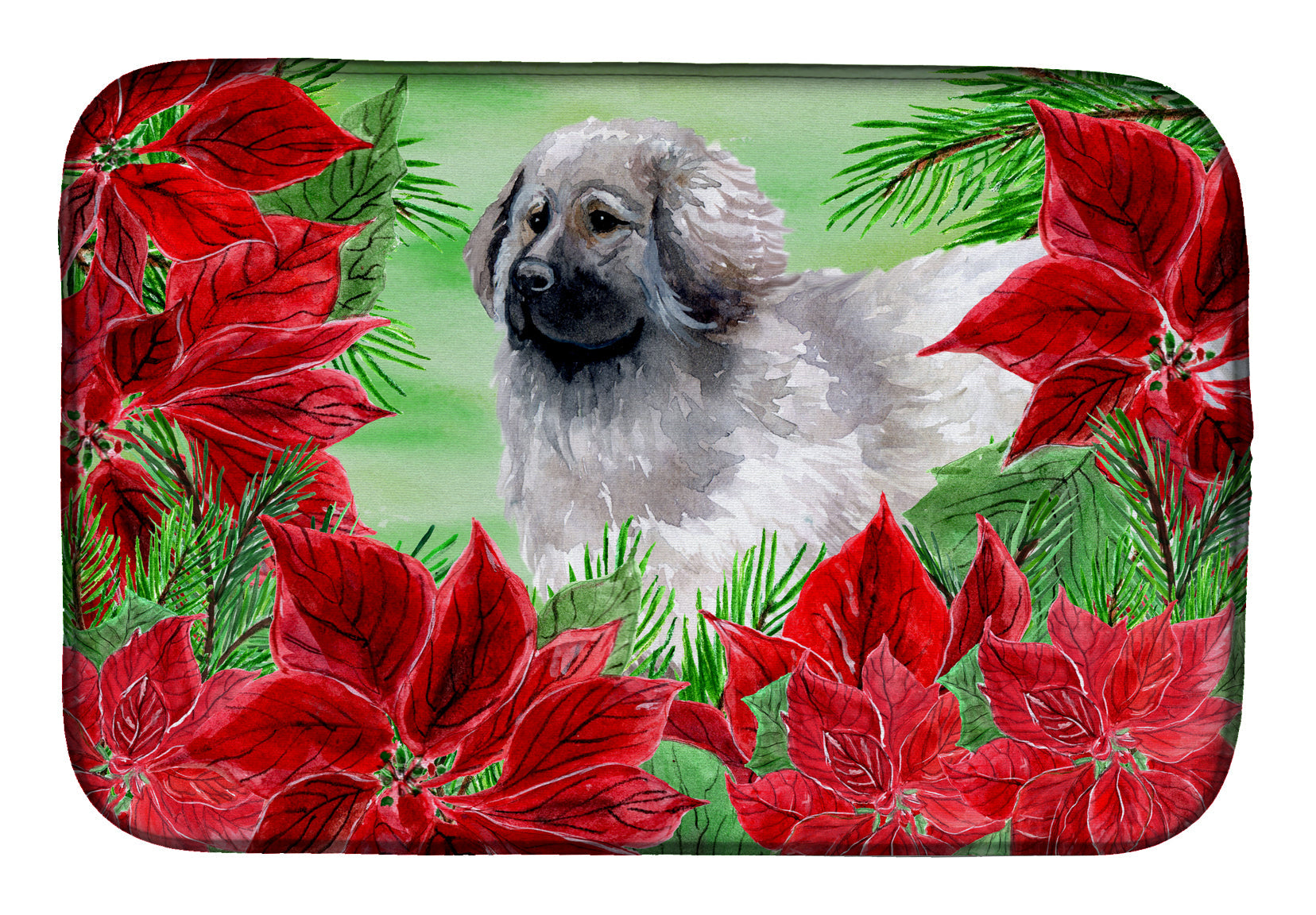Moscow Watchdog Poinsettas Dish Drying Mat Absorbent Dish Drying Mat Pad for Kitchen Counter Dish Drainer Mat for Countertop, 14 x 21", Multicolor