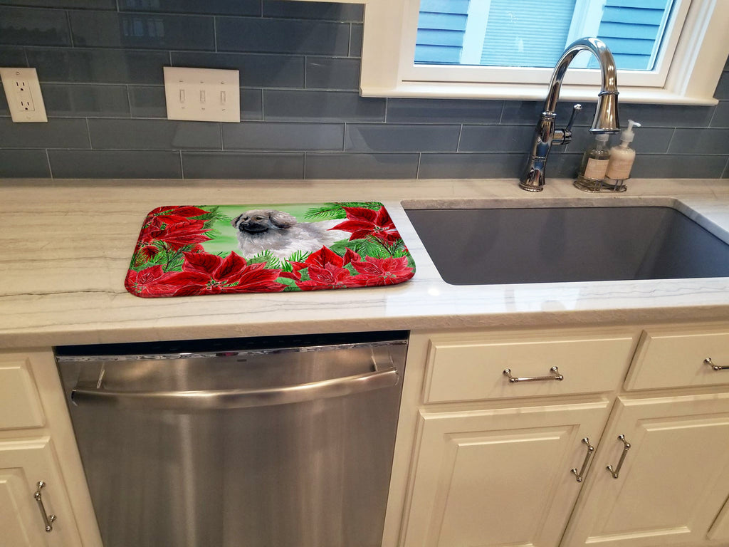 Moscow Watchdog Poinsettas Dish Drying Mat Absorbent Dish Drying Mat Pad for Kitchen Counter Dish Drainer Mat for Countertop, 14 x 21", Multicolor