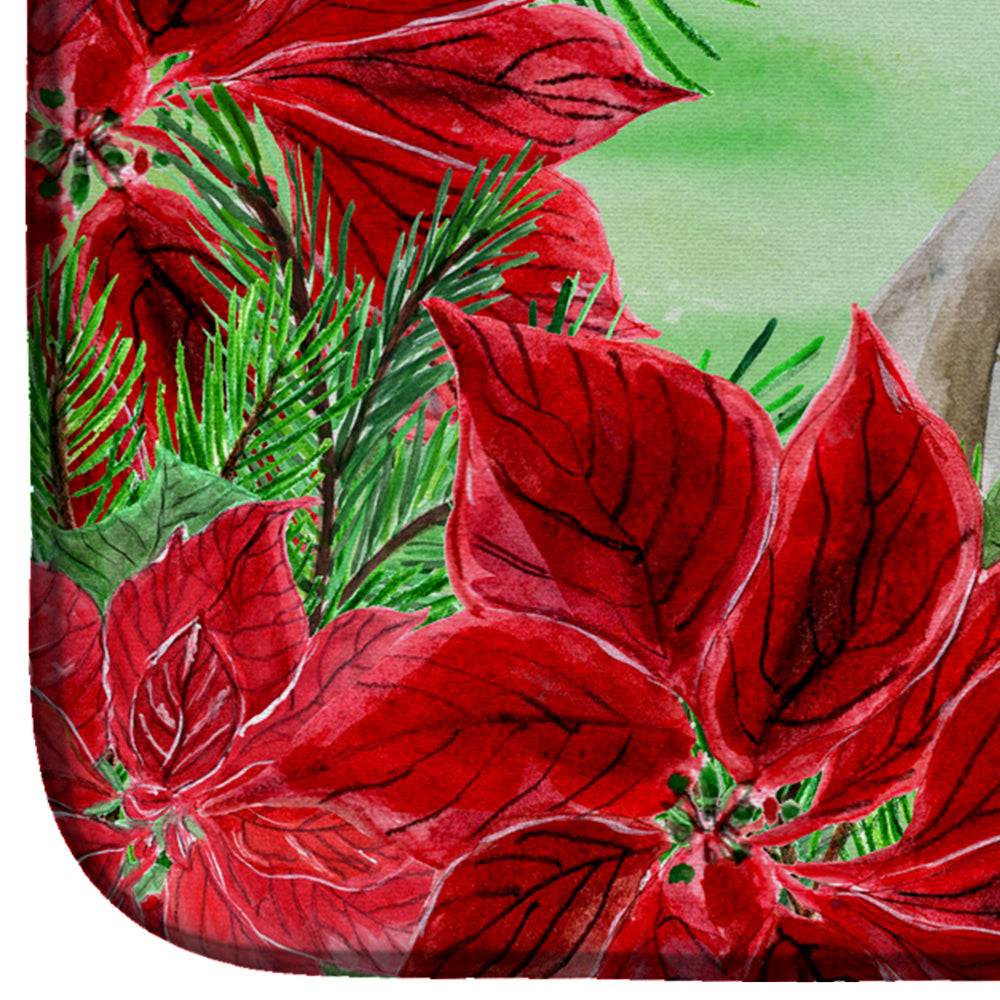 Weimaraner Poinsettas Dish Drying Mat Absorbent Dish Drying Mat Pad for Kitchen Counter Dish Drainer Mat for Countertop, 14 x 21", Multicolor