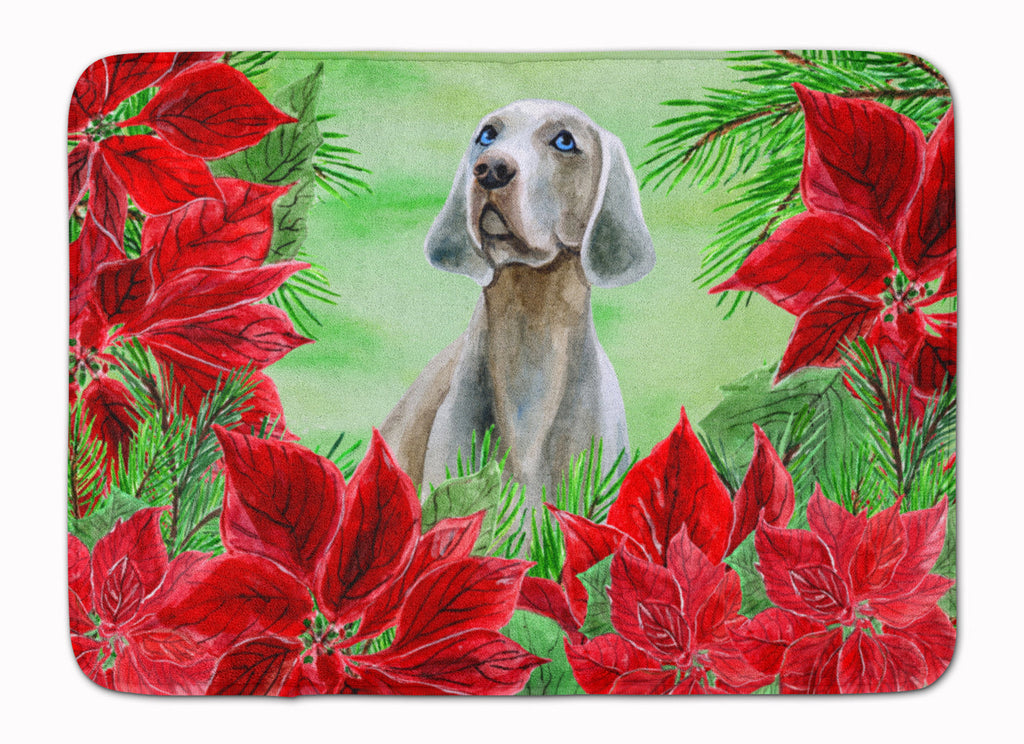 Weimaraner Poinsettas Memory Foam Kitchen Mat Machine Washable Anti-Fatigue Cushion Comfort Bath or Kitchen Rug