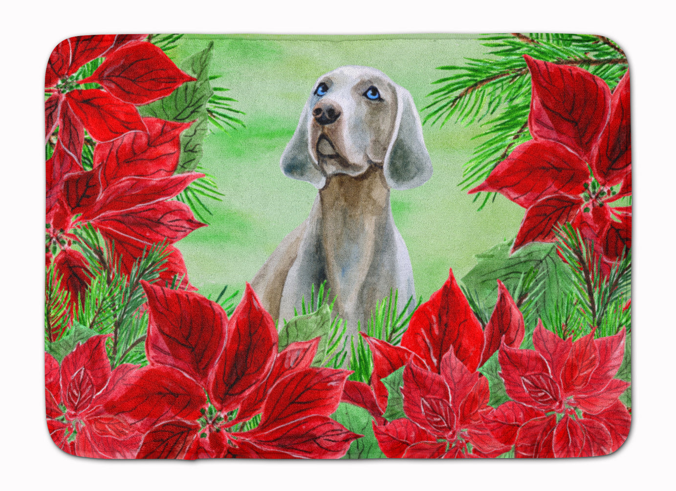 Weimaraner Poinsettas Memory Foam Kitchen Mat Machine Washable Anti-Fatigue Cushion Comfort Bath or Kitchen Rug