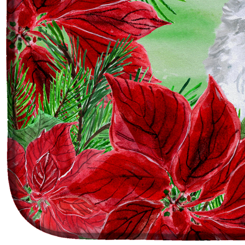 Maremma Sheepdog Poinsettas Dish Drying Mat Absorbent Dish Drying Mat Pad for Kitchen Counter Dish Drainer Mat for Countertop, 14 x 21", Multicolor