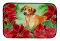 Rhodesian Ridgeback Poinsettas Dish Drying Mat Absorbent Dish Drying Mat Pad for Kitchen Counter Dish Drainer Mat for Countertop, 14 x 21", Multicolor