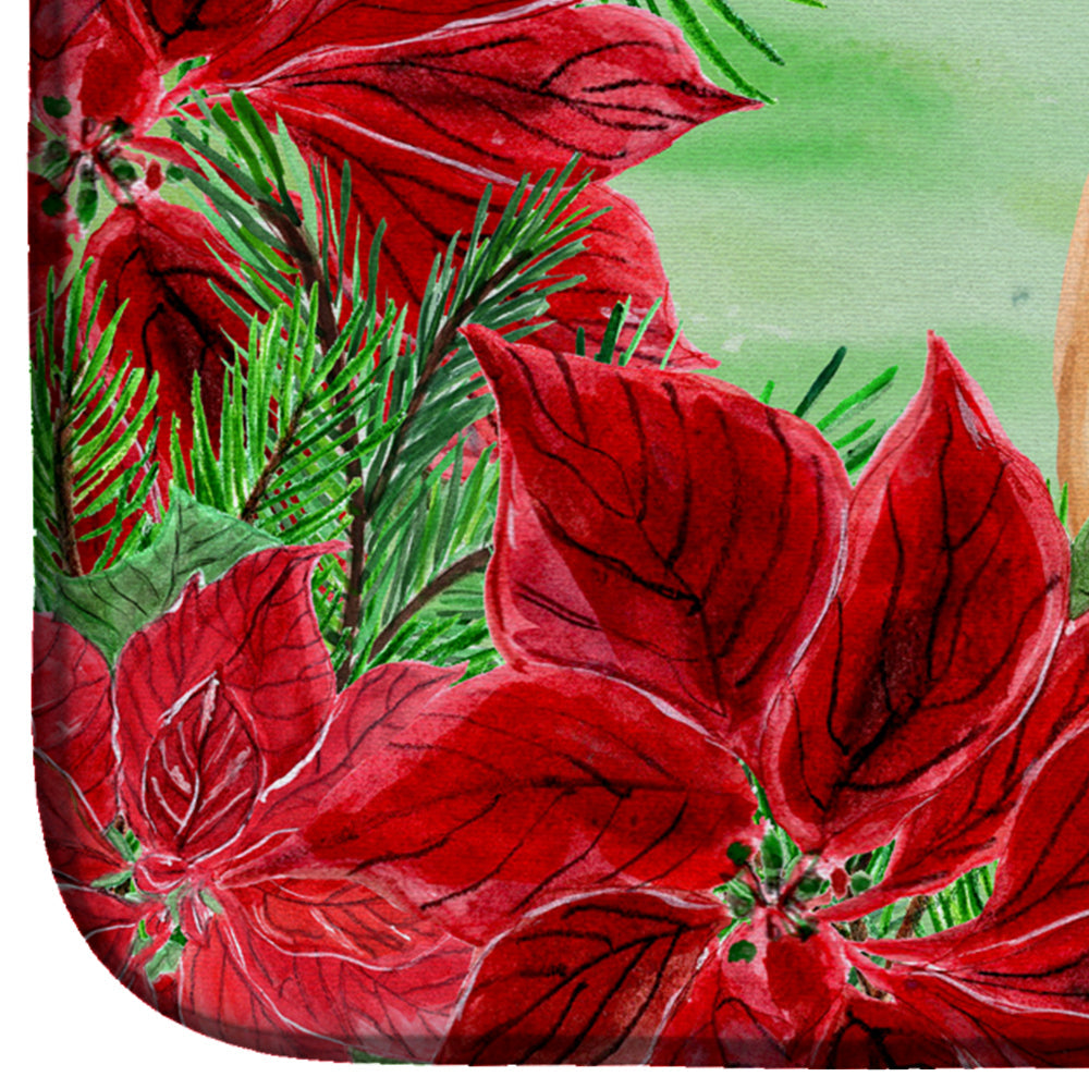 Rhodesian Ridgeback Poinsettas Dish Drying Mat Absorbent Dish Drying Mat Pad for Kitchen Counter Dish Drainer Mat for Countertop, 14 x 21", Multicolor