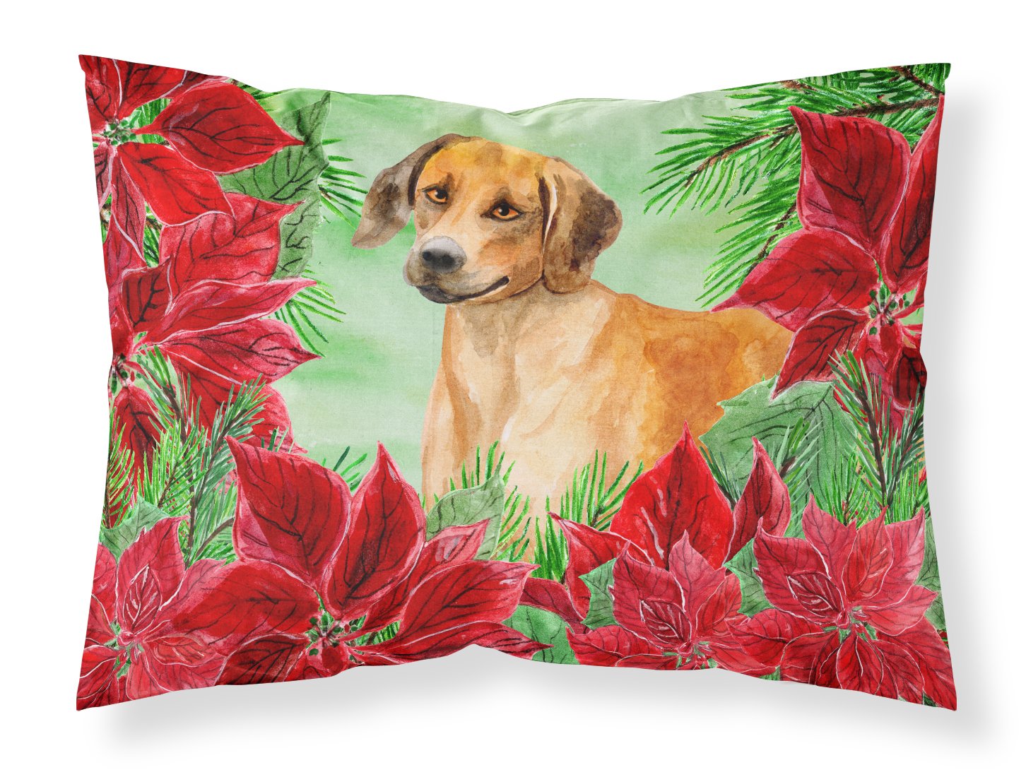 Rhodesian Ridgeback Poinsettas Standard Pillowcase Lightweight Super Soft Easy Care Decorative Artwork Pillowcase, Standard