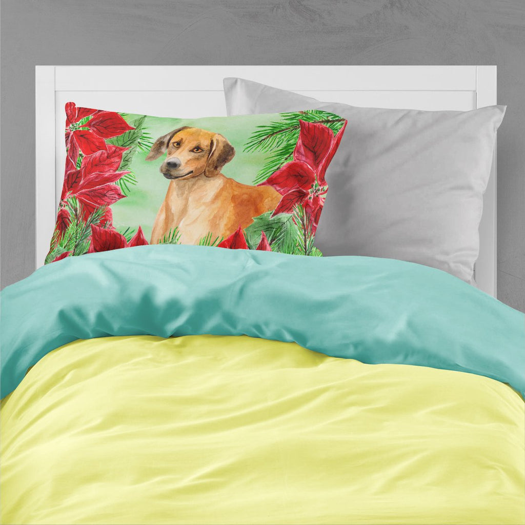 Rhodesian Ridgeback Poinsettas Standard Pillowcase Lightweight Super Soft Easy Care Decorative Artwork Pillowcase, Standard