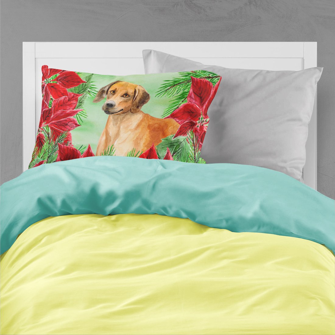 Rhodesian Ridgeback Poinsettas Standard Pillowcase Lightweight Super Soft Easy Care Decorative Artwork Pillowcase, Standard