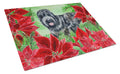 Black Russian Terrier Poinsettas Cutting Board Tempered Glass Kitchen Cutting Surface, Heat Resistant Chopping, Non-Slip Feet, Food Prep & Serving