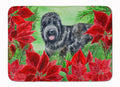 Black Russian Terrier Poinsettas Memory Foam Kitchen Mat Machine Washable Anti-Fatigue Cushion Comfort Bath or Kitchen Rug