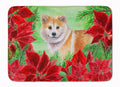 Shiba Inu Poinsettas Memory Foam Kitchen Mat Machine Washable Anti-Fatigue Cushion Comfort Bath or Kitchen Rug