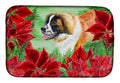 Saint Bernard Poinsettas Dish Drying Mat Absorbent Dish Drying Mat Pad for Kitchen Counter Dish Drainer Mat for Countertop, 14 x 21", Multicolor