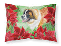 Saint Bernard Poinsettas Standard Pillowcase Lightweight Super Soft Easy Care Decorative Artwork Pillowcase, Standard