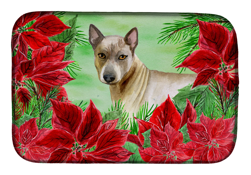 Thai Ridgeback Poinsettas Dish Drying Mat Absorbent Dish Drying Mat Pad for Kitchen Counter Dish Drainer Mat for Countertop, 14 x 21", Multicolor