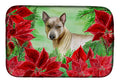 Thai Ridgeback Poinsettas Dish Drying Mat Absorbent Dish Drying Mat Pad for Kitchen Counter Dish Drainer Mat for Countertop, 14 x 21", Multicolor