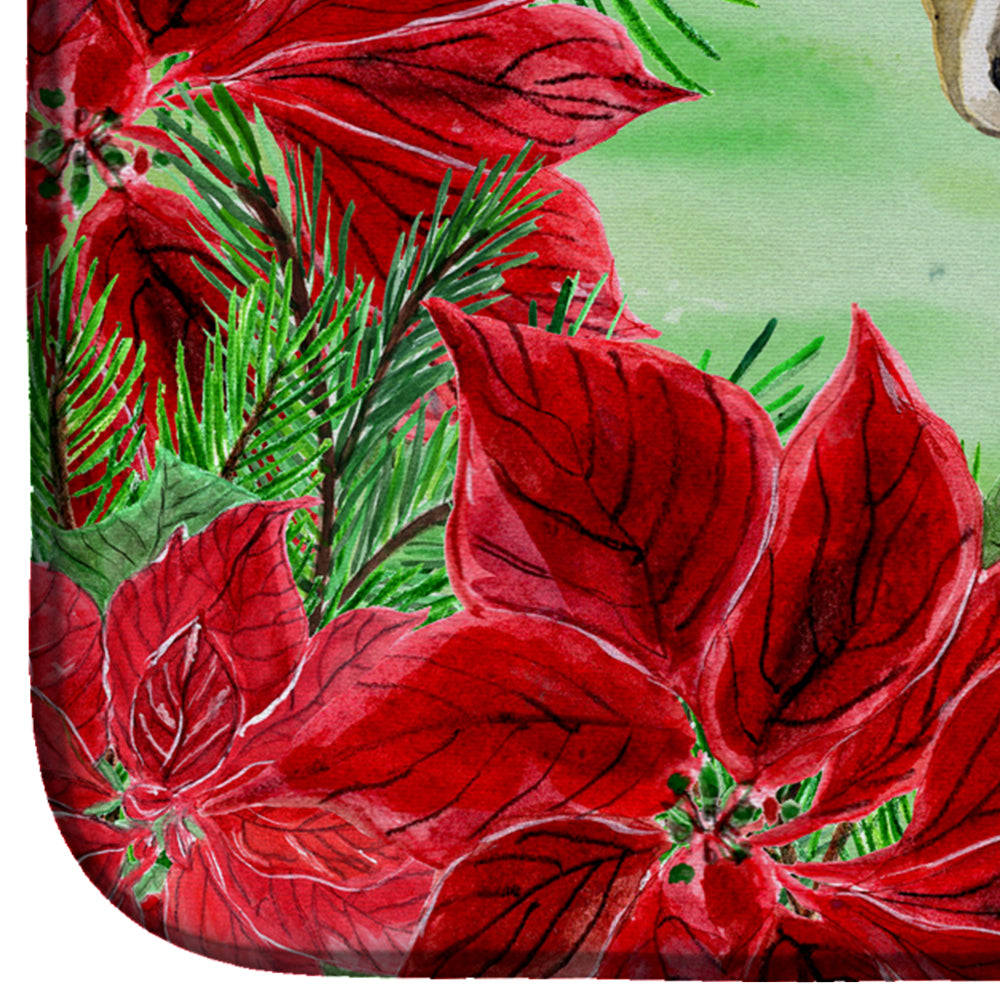Thai Ridgeback Poinsettas Dish Drying Mat Absorbent Dish Drying Mat Pad for Kitchen Counter Dish Drainer Mat for Countertop, 14 x 21", Multicolor