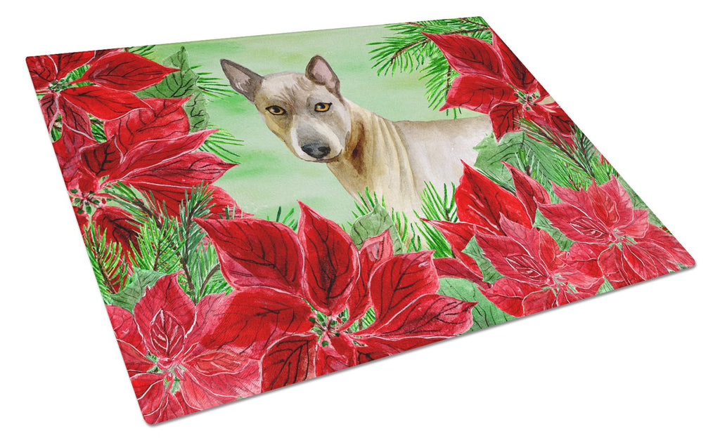 Thai Ridgeback Poinsettas Cutting Board Tempered Glass Kitchen Cutting Surface, Heat Resistant Chopping, Non-Slip Feet, Food Prep & Serving