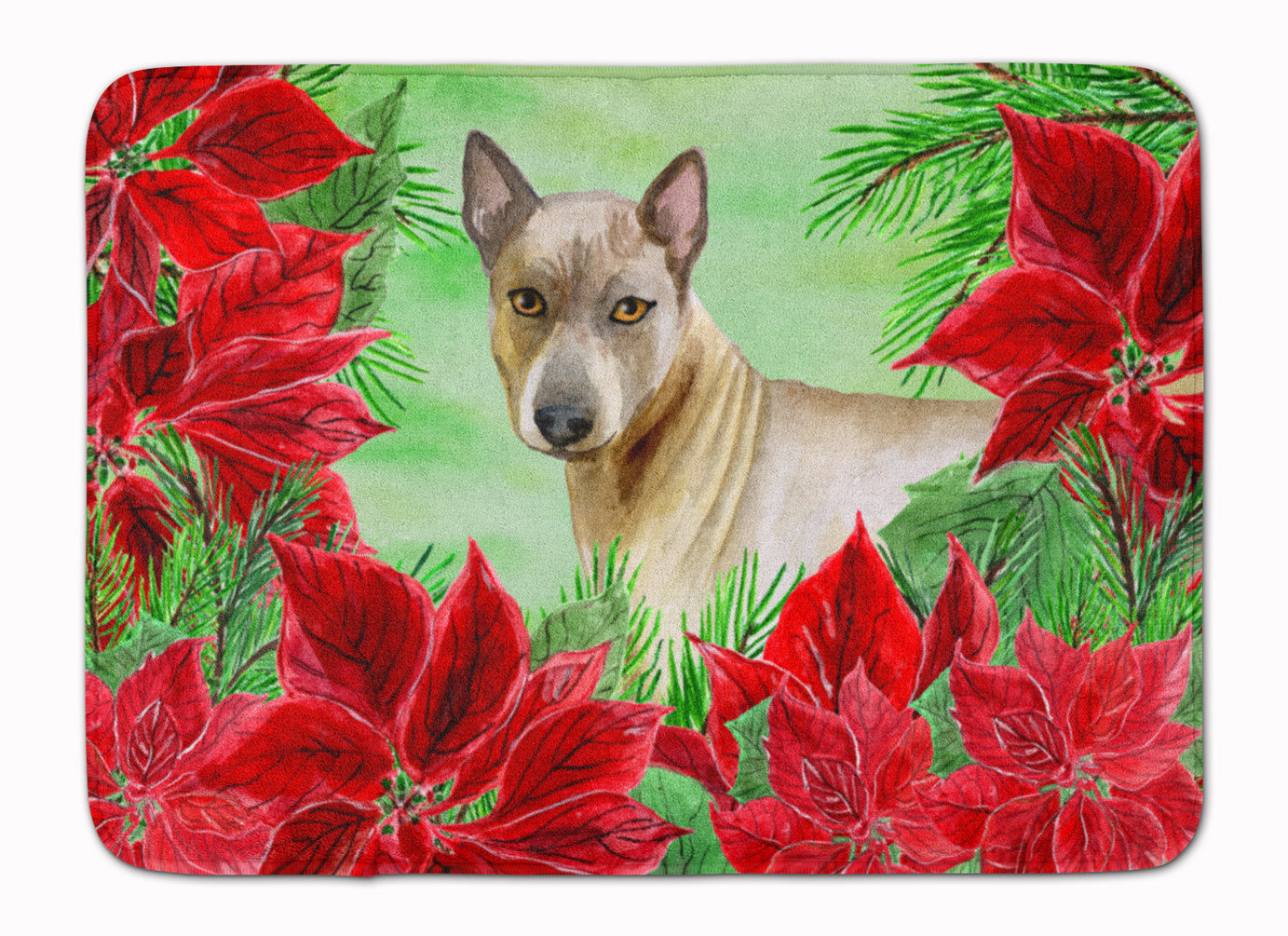 Thai Ridgeback Poinsettas Memory Foam Kitchen Mat Machine Washable Anti-Fatigue Cushion Comfort Bath or Kitchen Rug