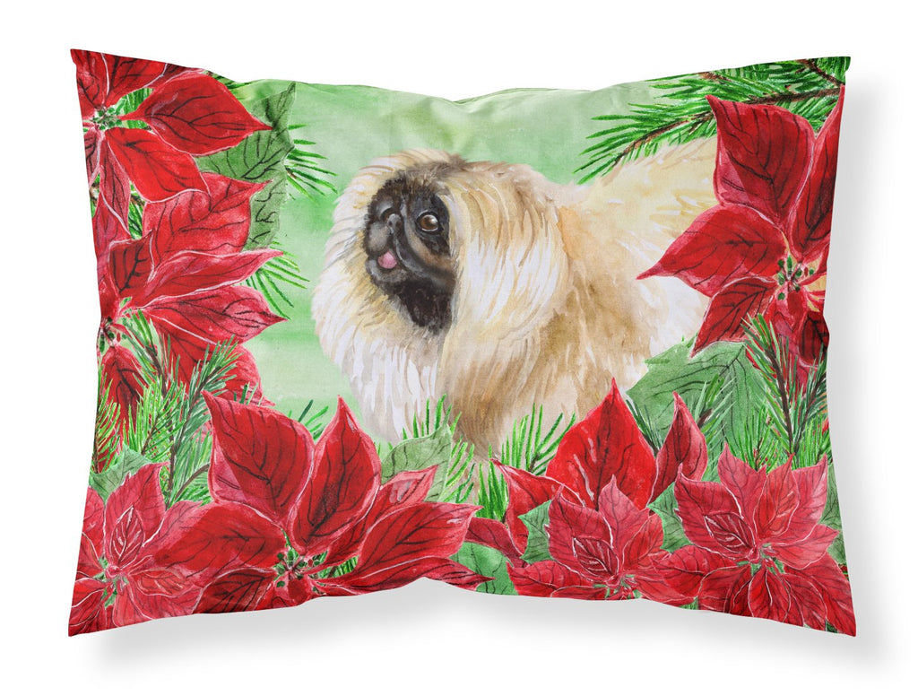 Pekingese Poinsettas Standard Pillowcase Lightweight Super Soft Easy Care Decorative Artwork Pillowcase, Standard